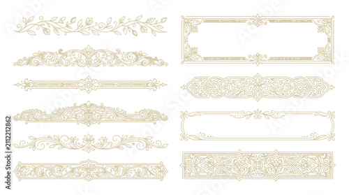 Elegant Golden Ornate Dividers and Borders - Vintage Decorative Elements