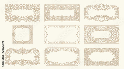 Vintage Ornate Frames Collection: Ornate Borders, Elegant Decorative Elements