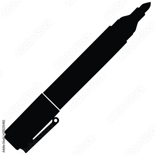 Marker pen writing drawing tool vector silhouette illustration office art supply.