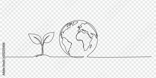 Foto Single line abstract seed and globe