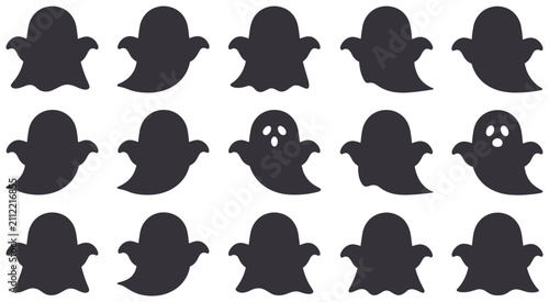 Quadro su tela Fifteen creepy ghost silhouettes for spooky halloween themed graphic work