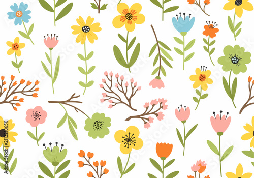 Joyful flower pattern background vector playful fun design