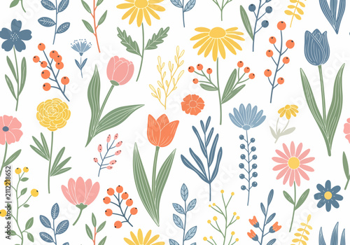 Фотография Livid flower pattern background vector bright colorful wallpaper