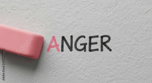 Anger emotion concept with eraser.