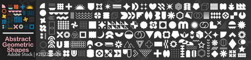 Abstract geometric shapes icon set on transparent background