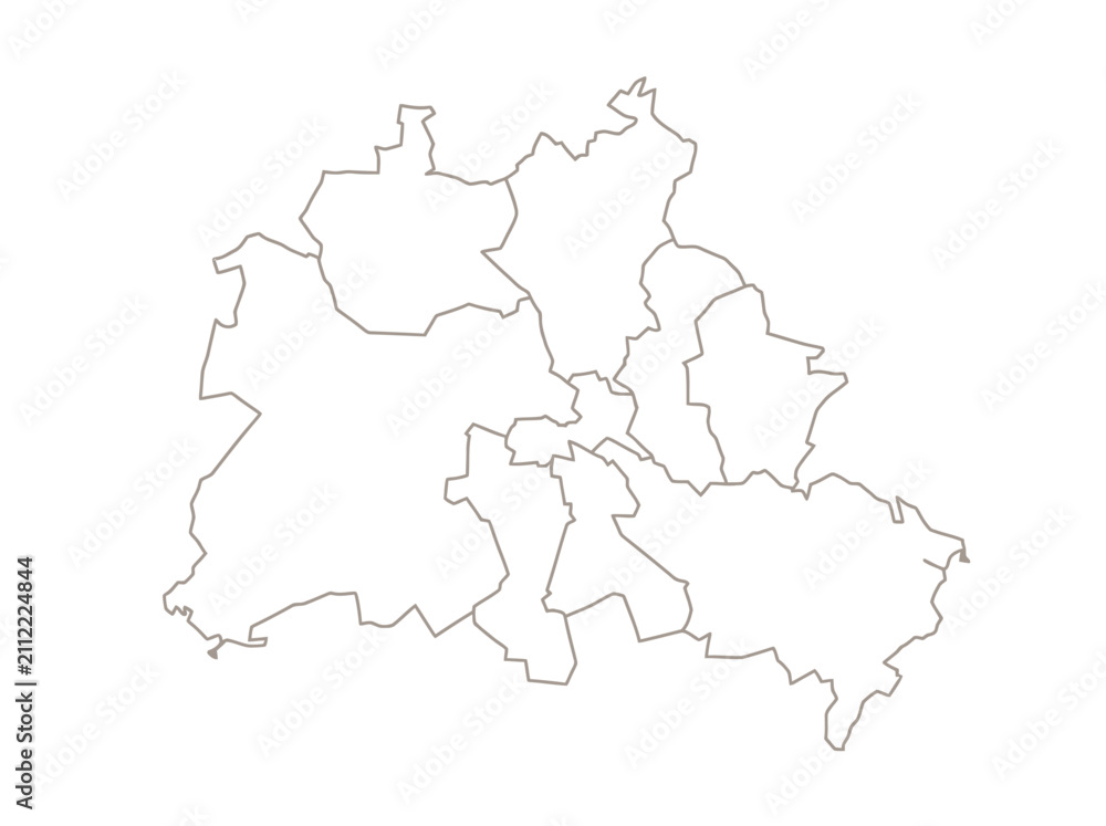 Obraz premium Berlin District Outline Map Vector Illustration
