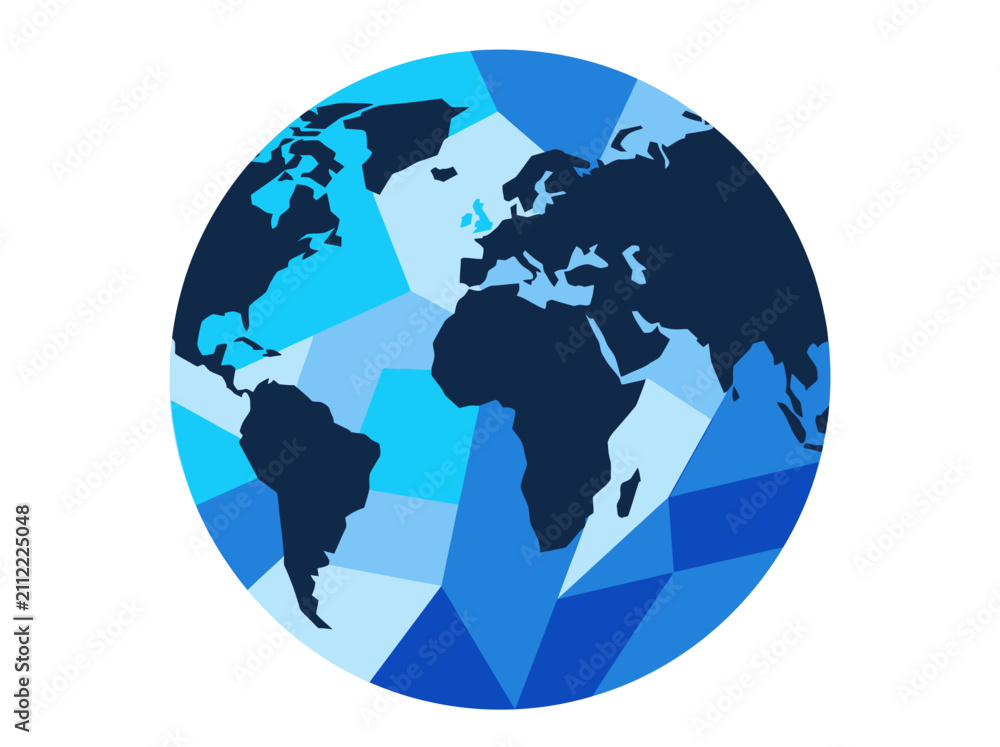 Fototapeta premium Geometric Blue Low Poly World Globe Illustration