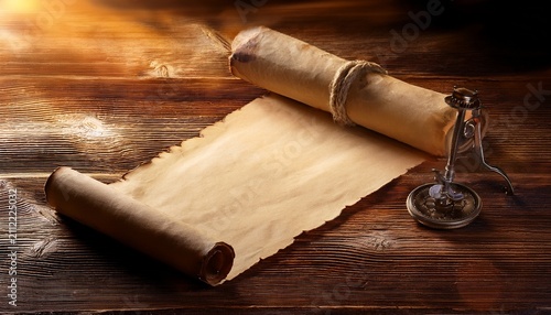 Paper Scroll On The Wooden Table