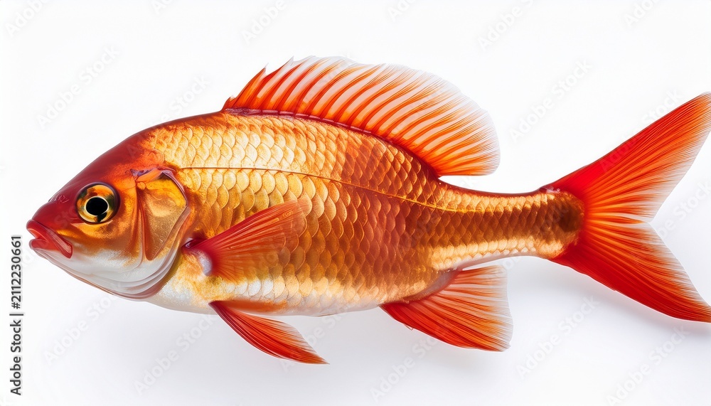 Fototapeta premium Gold Fish Red Drum Sciaenops Ocellatus Isolated On White Background