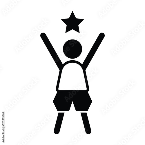 Obraz na płótnie Person jumping with arms up reaching star