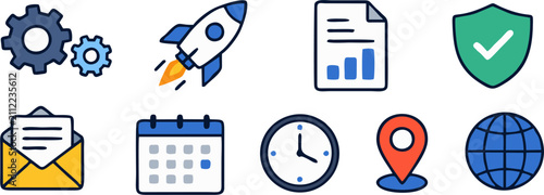 Modern Business and Productivity Line Icons Collection