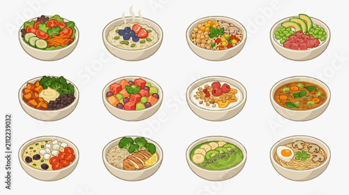 Assorted Healthy Bowls of Nutritious Meals
