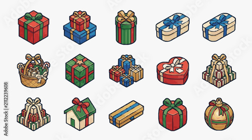 Assorted Colorful Gift Boxes and Wrapped Presents Illustration