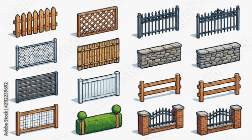 Assorted Fence and Garden Border Designs Illustration
