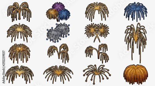Assorted Fireworks Display Illustrations