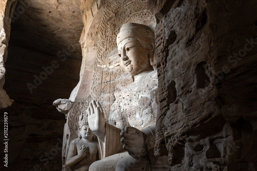 Foto Yungang Grottoes Buddhist Statues in Datong, Shanxi, China