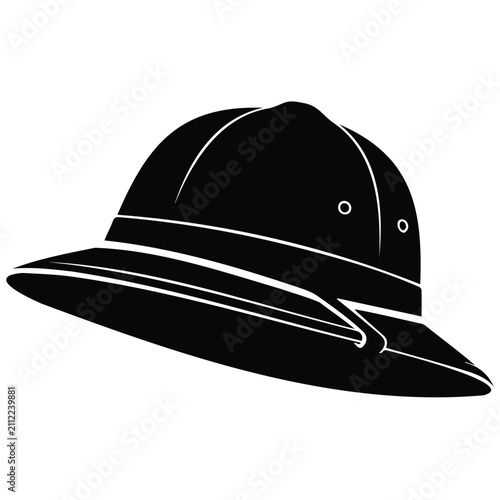 Konstfotografi A safari pith helmet hat with air holes and strap vector silhouette illustration