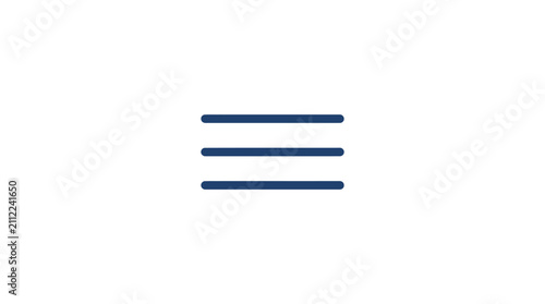 A simple dark blue hamburger menu icon isolated on a clean white background