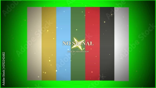 Vintage Television No Signal Screen With Colorful Static Bars and Glow