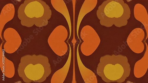 Retro 1970s Seamless Pattern with Organic Shapes in Warm Tones
