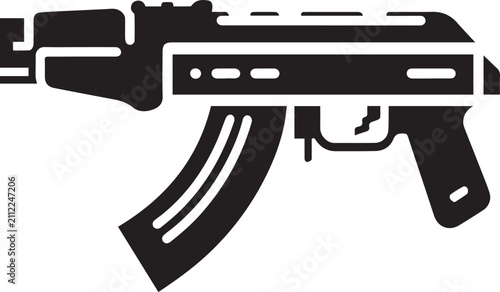 Bild auf Leinwand AK47 Assault Rifle Silhouette Vector Icon Isolated on White Background