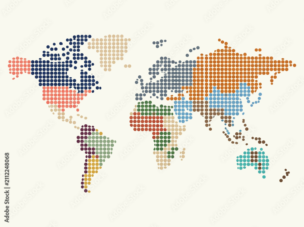 Fototapeta premium Colorful Dotted World Map Infographic for Global Data Visualization