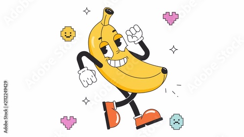 Banana Retro  Animated Alpha Channel	