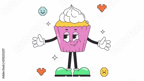 Cup Cake Retro  Animated Alpha Channel	