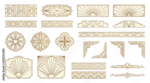Art Deco Geometric Patterns, Frames, Borders & Embellishments - Vintage Design Elements