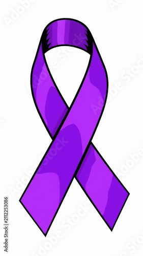 Purple awareness ribbon icon on plain white background.