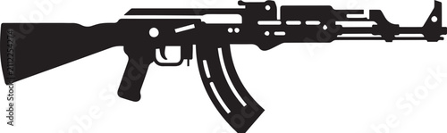 Photos AK47 Assault Rifle Silhouette Vector Icon Isolated on White Background