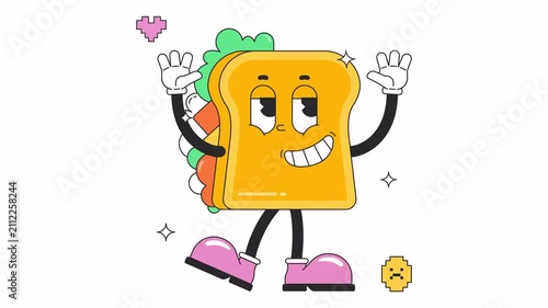 Sandwich Retro  Animated Alpha Channel	