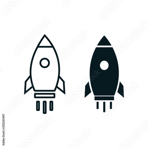 Rocket line icon isolated on white background