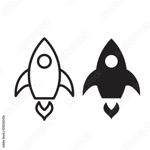 Rocket line icon isolated on white background