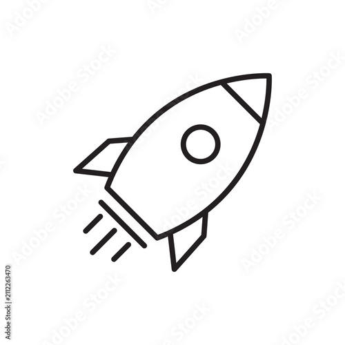 Rocket line icon isolated on white background