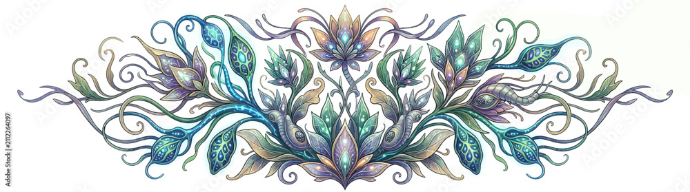 Fototapeta premium Elegant Floral Swirl Border Design with Pastel Colors