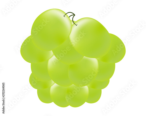 Fresh-Green-Grape-Bunch-Realistic-Vector-Illustration-Isolated-On-White-Background-Healthy-Organic-Fruit-Design-For-Food-And-Agriculture-Concept