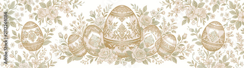 Cuadro en lienzo Decorative Easter Eggs with Floral Pattern