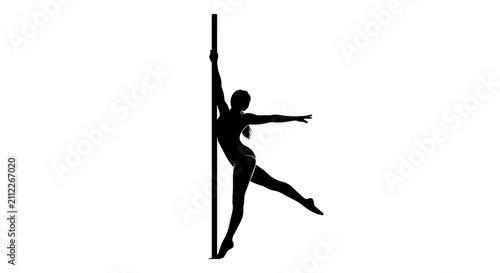Fotografía Woman doing pole dance move.