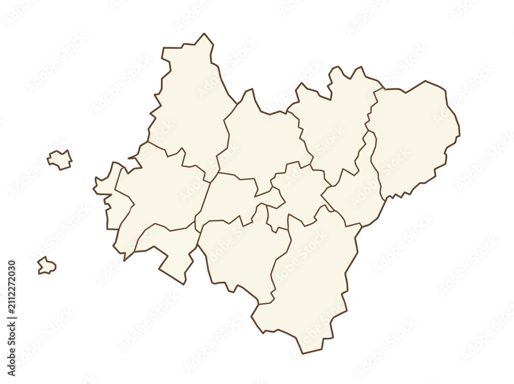 Fototapeta premium Minimalist Northamptonshire Map with Administrative Districts Outline