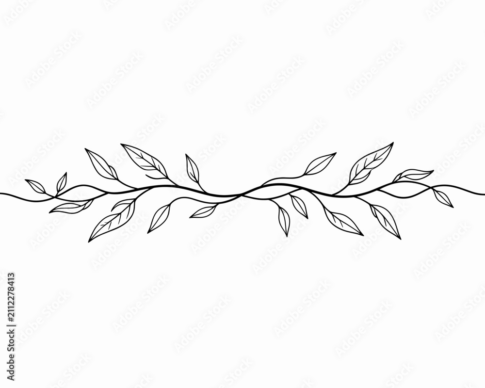 Obraz premium Decorative Leaf Vine Border Illustration on White Background