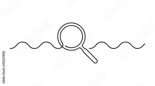 Картината върху платно Continuous single line drawing of magnifying glass with magnifying discovery res