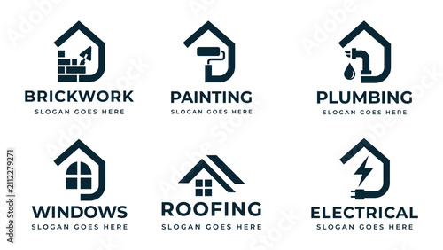 Home service logo collection for construction and renovation businesses