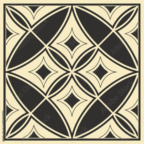Abstract geometric pattern with repeating circular and diamond shapes, geometric