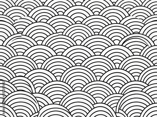 Japanese wave pattern background. Traditional oriental fish scale texture design.