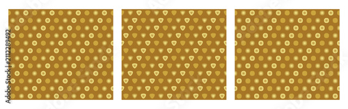 Set of seamless geometric patterns isolated on white. Abstract gold background. Vector illustration.