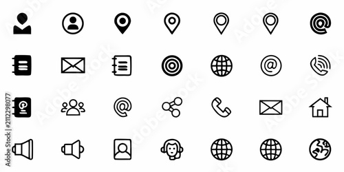 Canvas Print Communication And Location Flat Icons Set On White Background