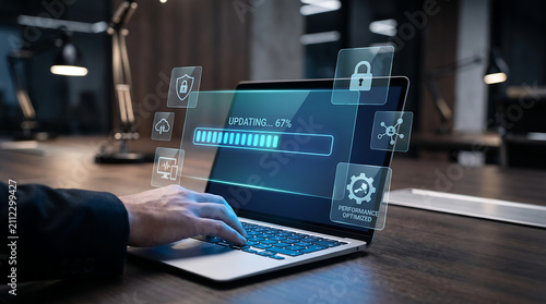 Update software application upgrade technology concept. Software update or Operating system, patch update, updating progress bar, Install app patch, new version
