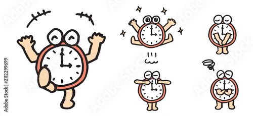 Foto 時計のかわいいコミカルなキャラクター素材