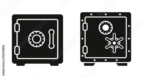 Safe Deposit Box Silhouette Black And White Vector Graphic